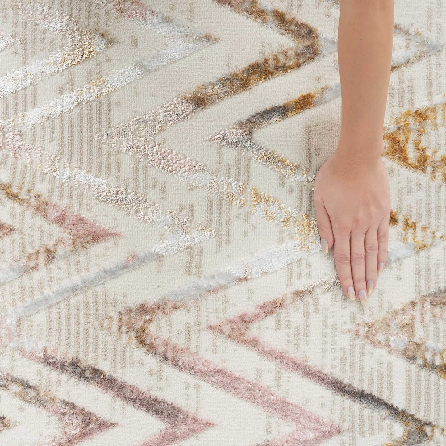 Nourison Home Glam Multicolor 7'10" x 9'10" Area Rug - Easy Clean, Non Shedding, Bed Room, Living Room, Dining Room, Kitchen (8' x 10')
