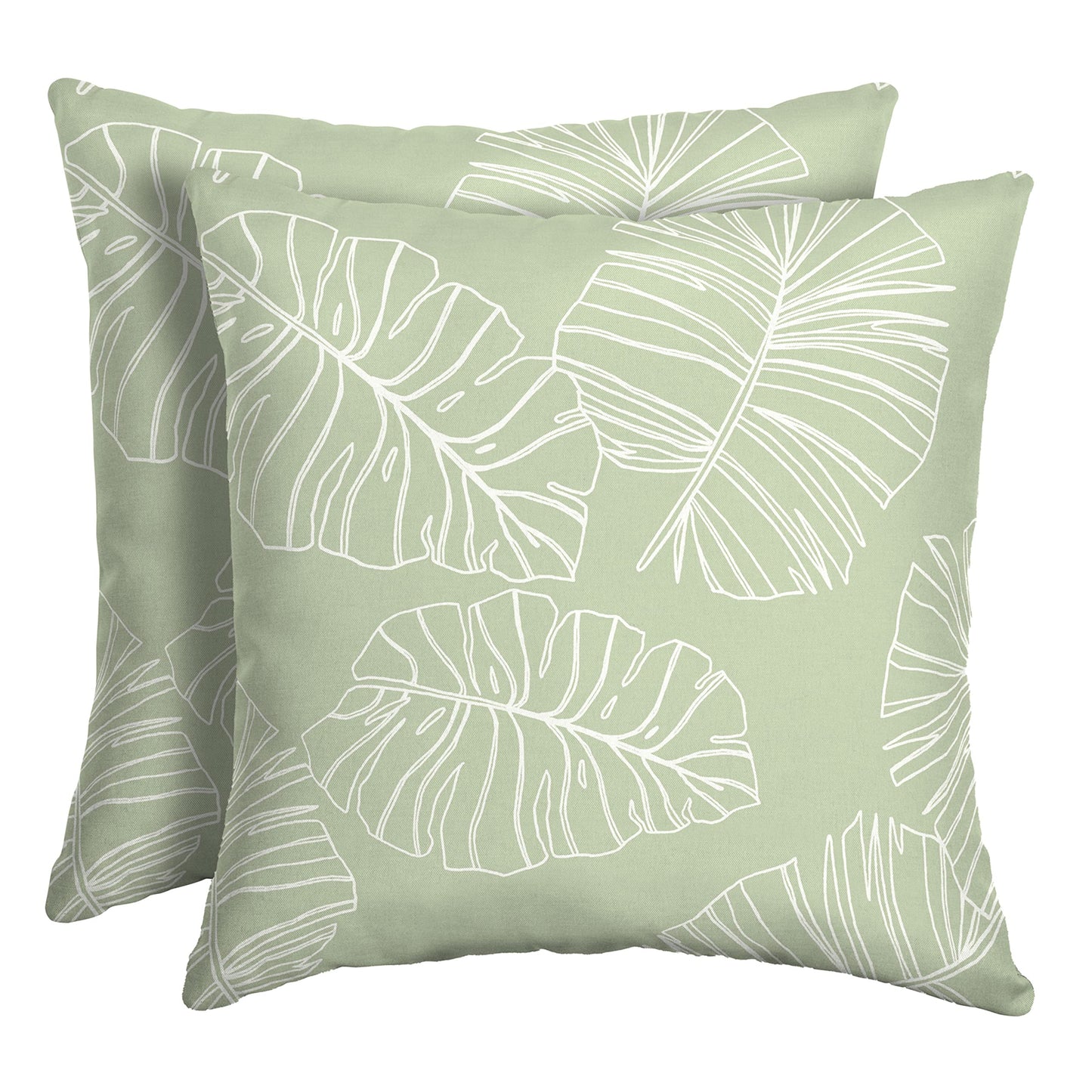 Arden Outdoor Toss Pillow, 2 Pack, 16 x 16, Rain-Proof, Fade Resistant Pistachio Botanical