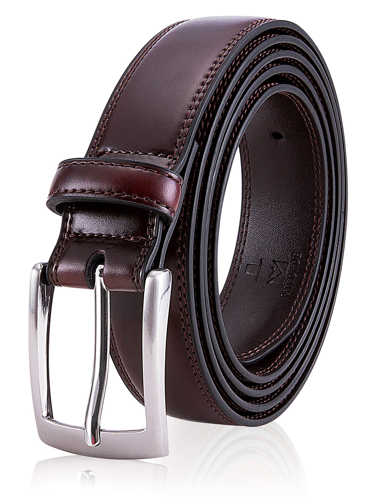 MILORDE Leather Belt for Men, Fashion & Classic Design for Dress and Causal (Size 34 (Waist 32), Mahogany)