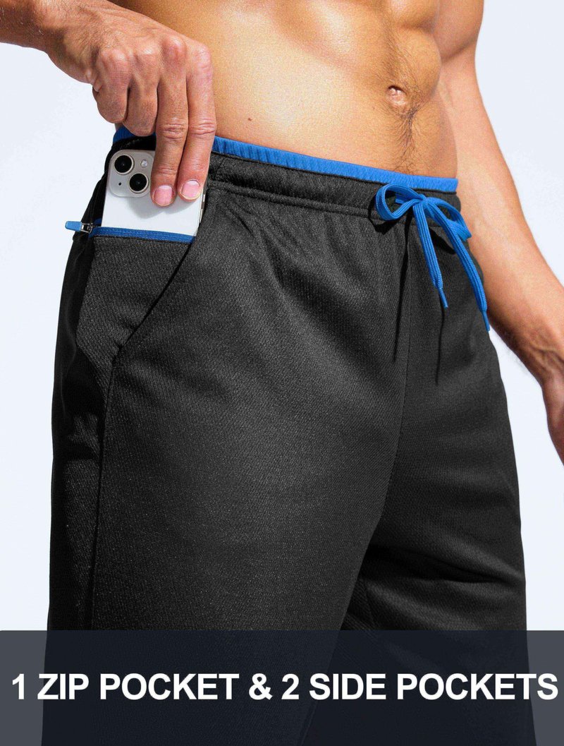 Pudolla Men's Lightweight Sweatpants with Pockets Mens Athletic Pants Track Running Gym Pants(Black L)
