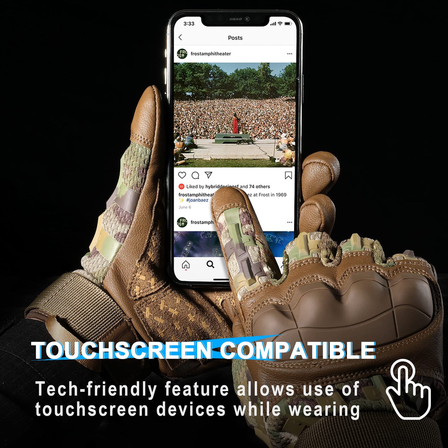 WTACTFUL Touch Screen Motorcycle Tactical Gloves for Men Airsoft Paintball Gear MTB Bike Cycling Cross-Country Motorbike ATV Hunting Hiking Riding Driving Work Outdoor Full Finger Gloves M Camo