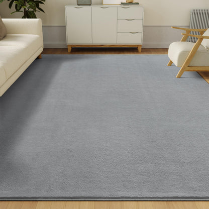 CASTLYE Solid Washable Area Rug - 3x5 Medium Pile Faux Cashmere Carpet for Living Room Bedroom, Grey