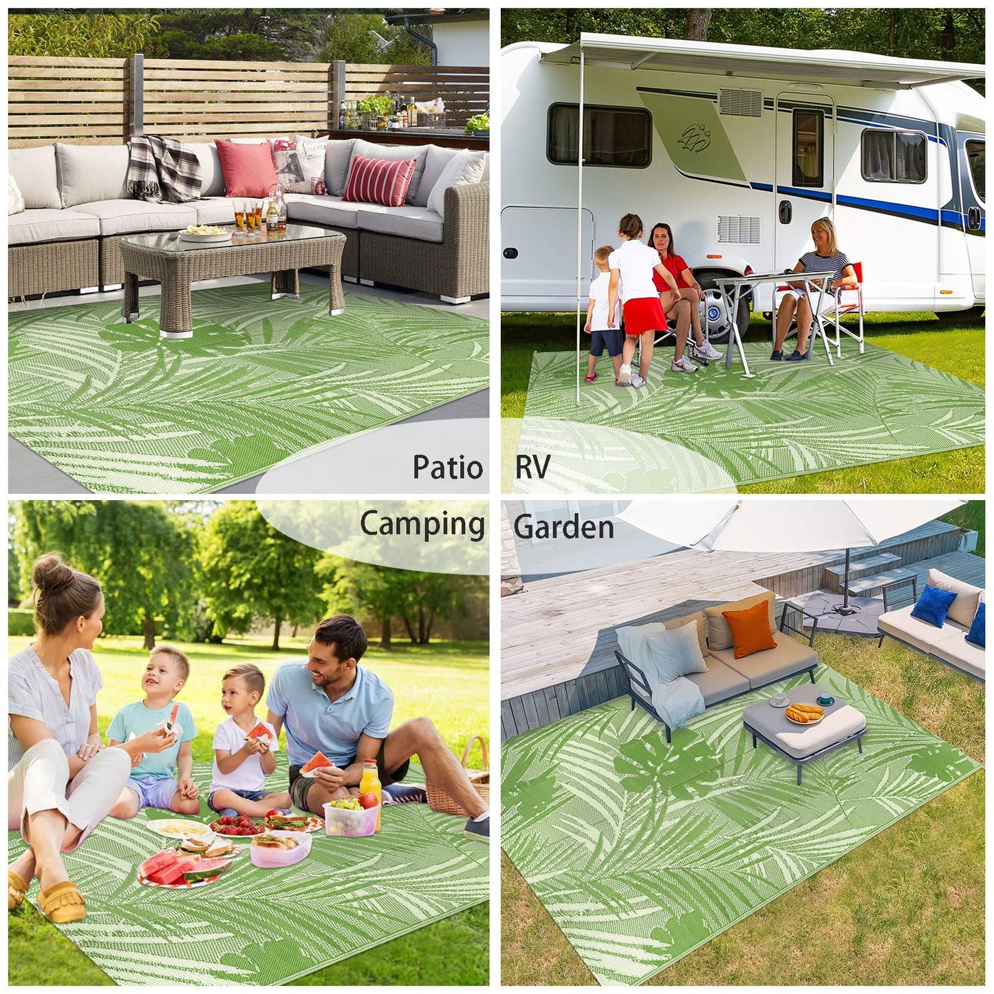 famibay 6x9 Outdoor Rug Waterproof Patio Rug Tropical Outdoor Plastic Straw Rug All Weather RV Rugs for Outside Camping Rugs Lightweight Portable Outdoor Carpet Mats for Patio Deck RV Camper