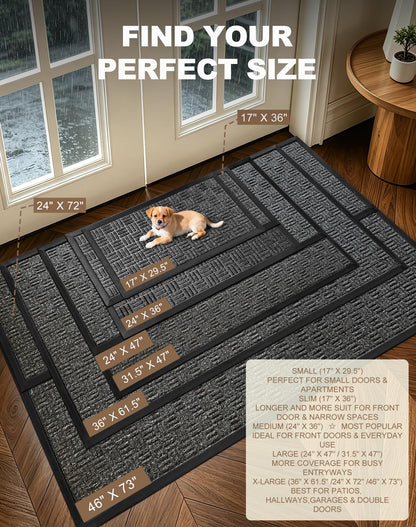 Mibao Front Door Mat, Heavy Duty Durable Welcome Mat for Outdoor Indoor, Dirt Trapper Waterproof Super Absorbent Door Mat for Entryway Outside Patio Porch, 29.5" x 17", Grey