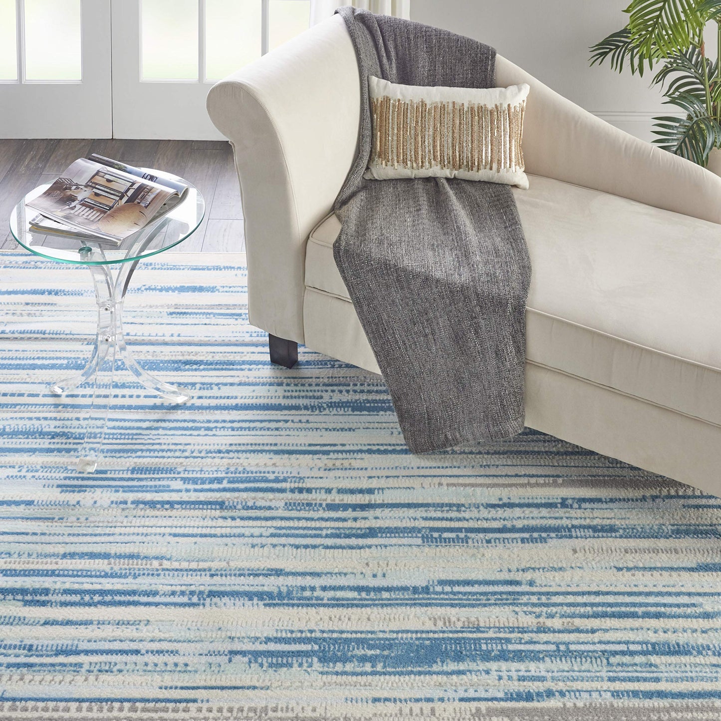Nourison Home Jubilant Blue 8'6" x 12' Area Rug - Easy Clean, Non Shedding, Bed Room, Living Room, Dining Room, Kitchen (9' x 12')