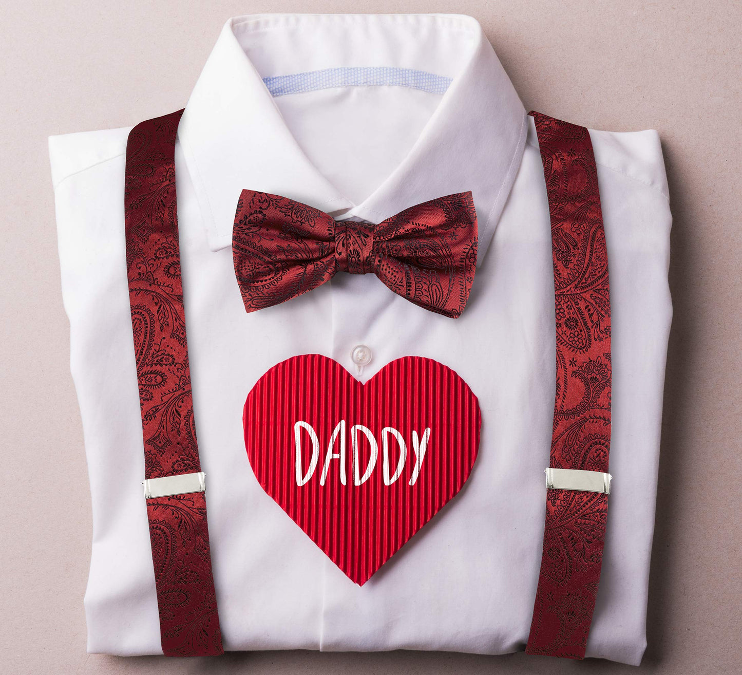 TIE G Paisley Suspender, Bow Tie, Pocket Square Set for Men's Tuxedo Suspenders : Adjustable Braces, Strong Enhanced 6 Clips (A Wine Paisley)