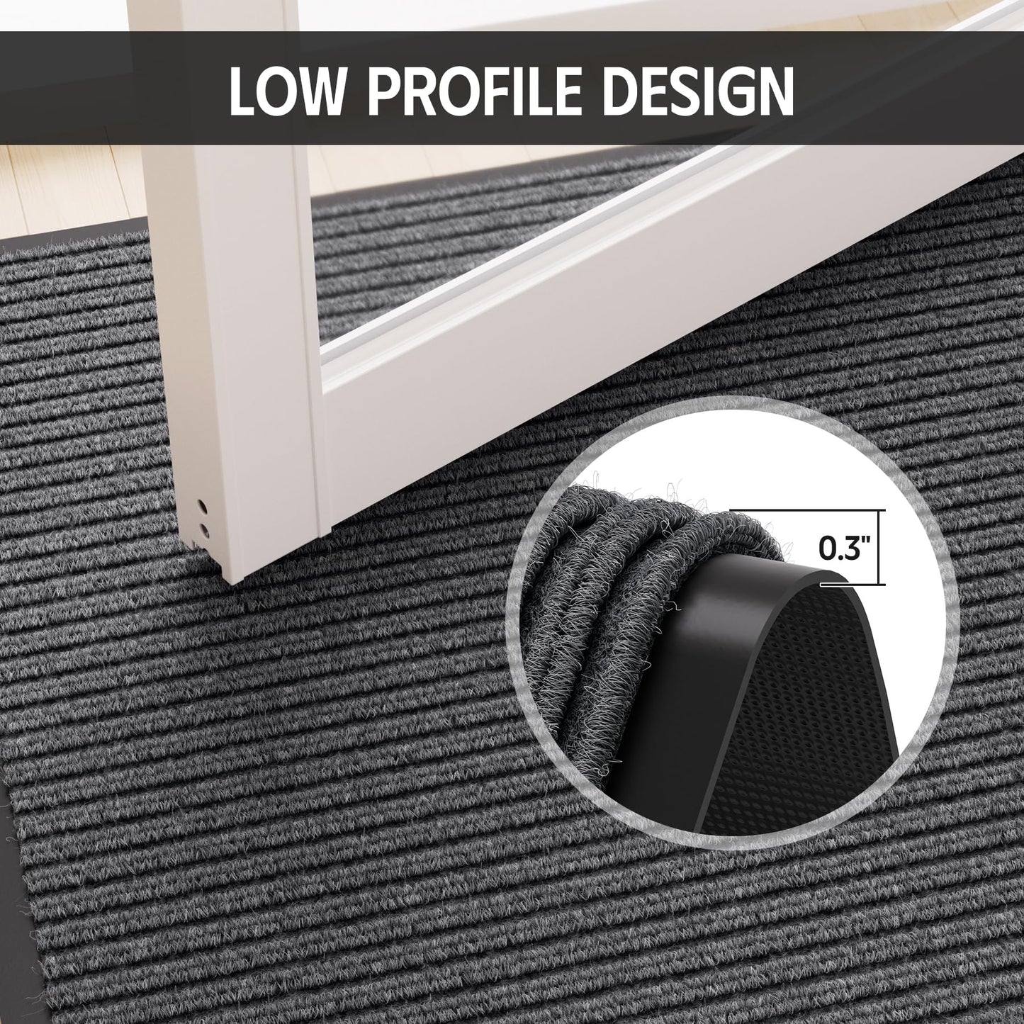 EZ2LIVE Front Door Mat, 3' x 5' Heavy Duty Door Mat Outside Entrance, Non-Slip Welcome Mat, Absorbent & Dirt Resistant, Low Profile Large Door Mats, Commercial Rugs for Entryway Indoor Outdoor, Grey