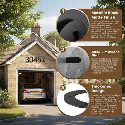 NUMAKY 16 Inch Large Modern House Numbers for Outside, Matte Black Metal Outdoor Address Numbers with Floating 3D Shadow & All Mounting Hardware, Weatherproof for Home/Garage/Apartment/Hotel (Number 3)