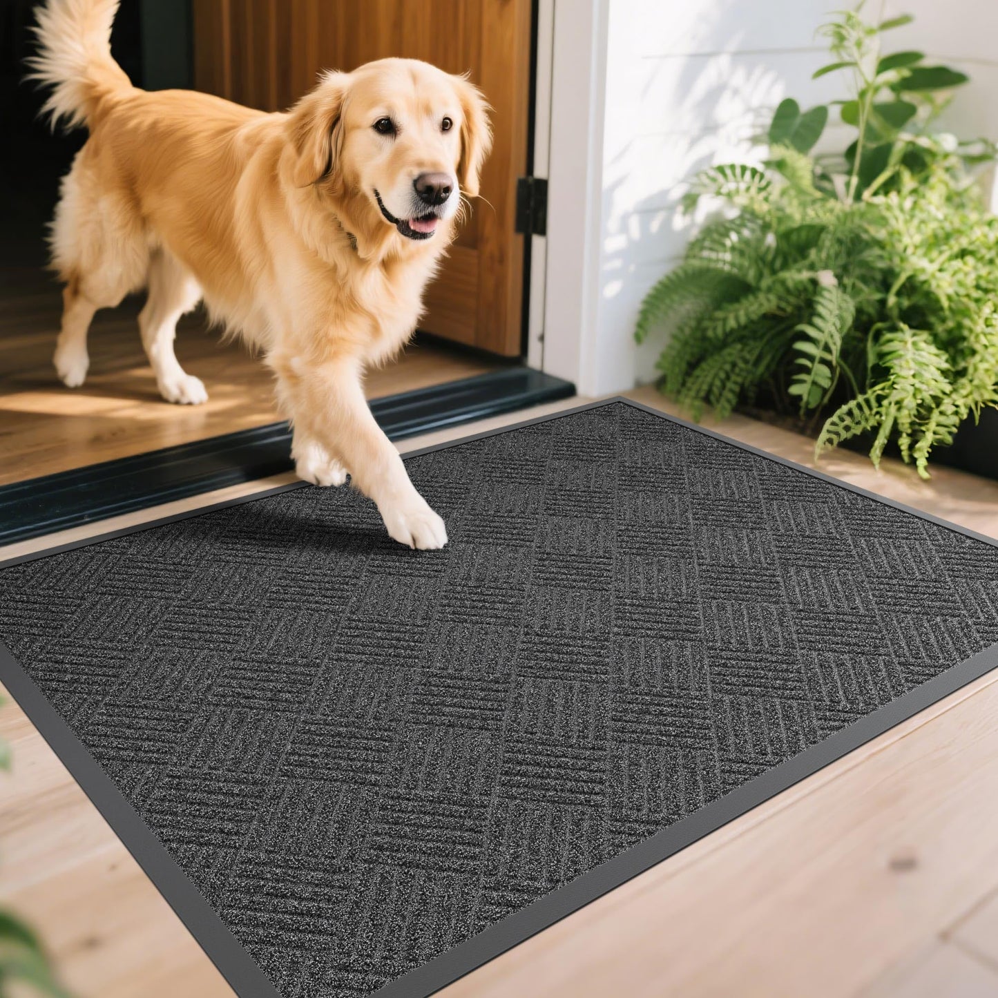Futurwit Front Door Mat, 5' x 3' Heavy Duty Indoor Outdoor Doormat, Non-Slip Backing Welcome Mats for Entryway, Low Profile, Commercial Door Mats