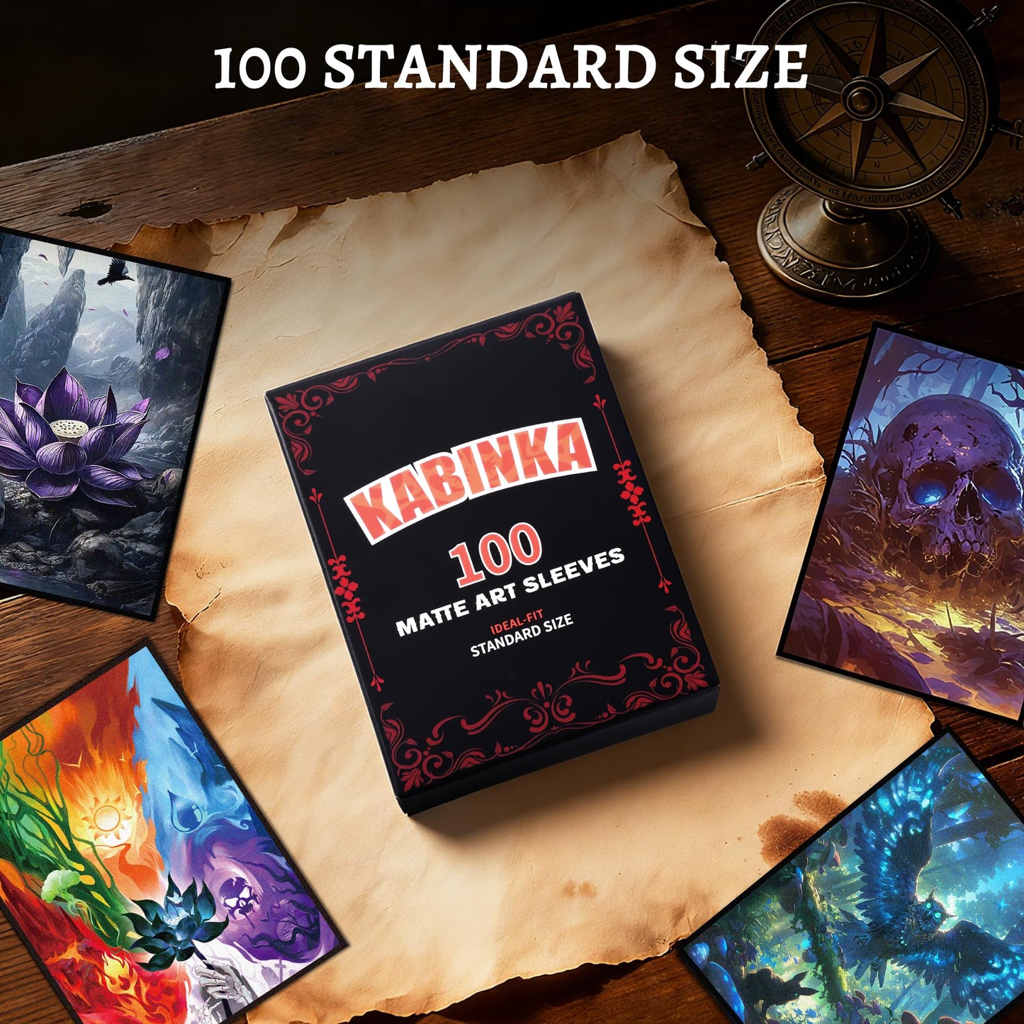 Kabinka MTG Card Sleeves - 100 Standard Size Pack Clear Front & Matte Finish Back with Lotus, Premium Sleeves for Magic The Gathering TCG
