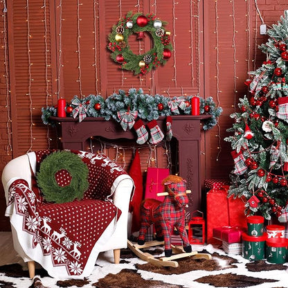 Zeyune Christmas DIY Green Wreath 14 Inch Artificial Christmas Wreaths Faux Plain Wreaths for Decorating Front Door Window Room Farmhouse Xmas Party Indoor Outdoor(Cypress Style,4 Pcs)