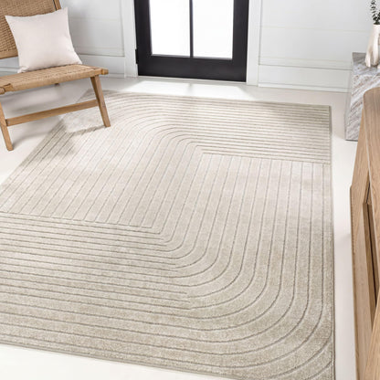 JONATHAN Y Odense High-Low Angle Ivory/Cream Indoor/Outdoor Area Rug, 8x10, Modern, Contemporary, Geometric, Bohemian, Bedroom, Kitchen, Living Room, Non Shedding (SCN101A-8)