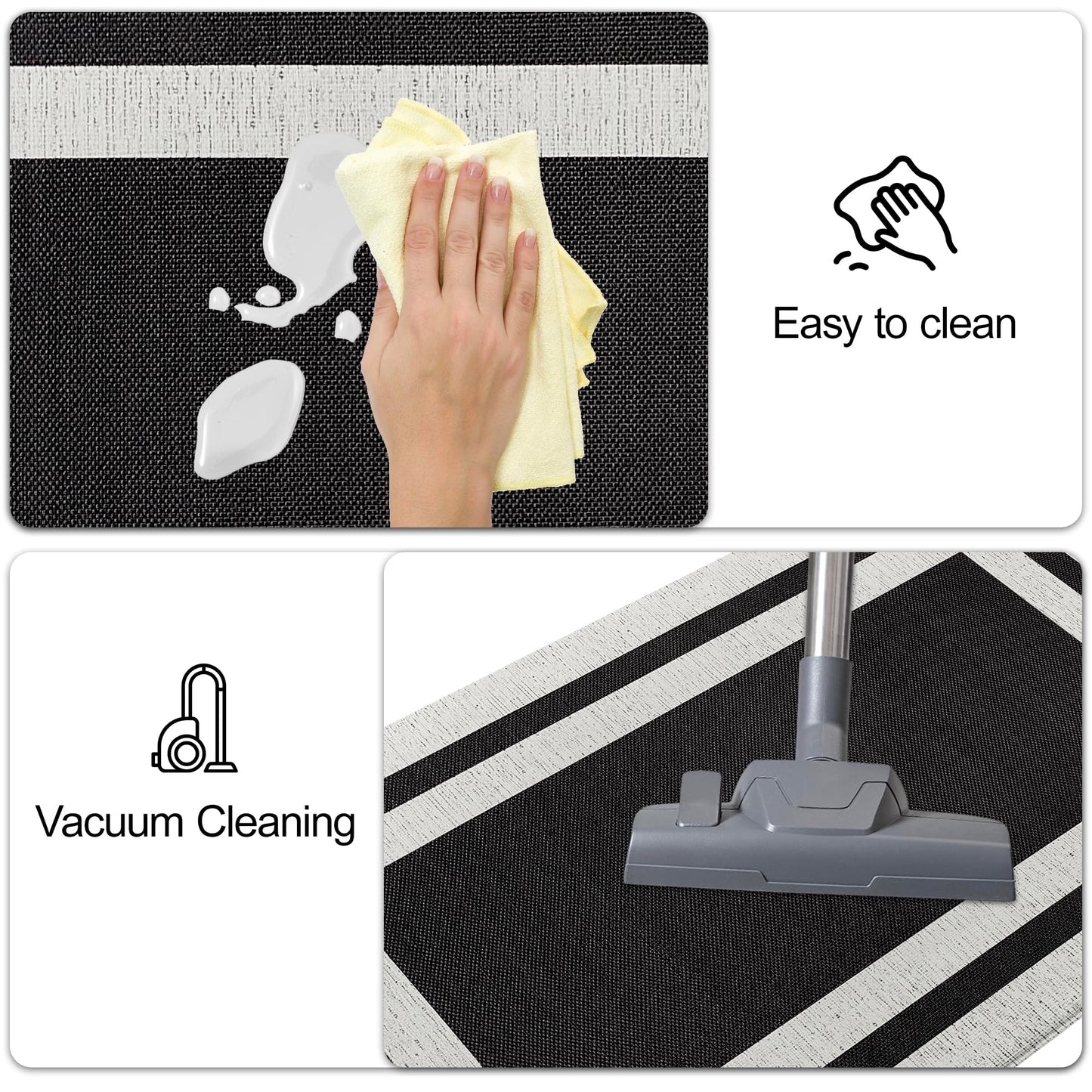 ATRUG Anti Fatigue Kitchen Mats Memory Foam Cushioned Rugs Non Skid Large Kitchen Rugs Comfort Standing Desk Mats for Kitchen Floor Office Home Laundry Room Waterproof Ergonomic Black 17.3"x 94.5"
