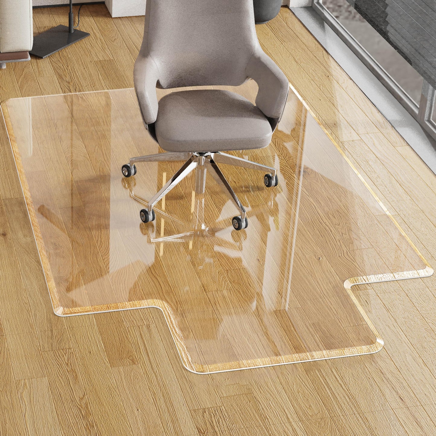MESAILUP Beveled Edge Office Chair Mat for Carpet or Hardwood Floor, Crystal Clear 48" x 60" Desk Computer Chair Mat with Lip for a Smooth Glide and Easy Roll On/Off, Hard Heavy Duty and Non-Slip Pad