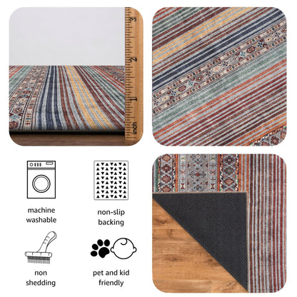 Keen Home Design 48"x72" Rug - Machine Washable Area Rug with Non-Slip Backing, Ideal for Living Room, Dining Room, Bedroom - Vintage, Easy Clean, Durable, Low Pile Rug - (4' x 6')