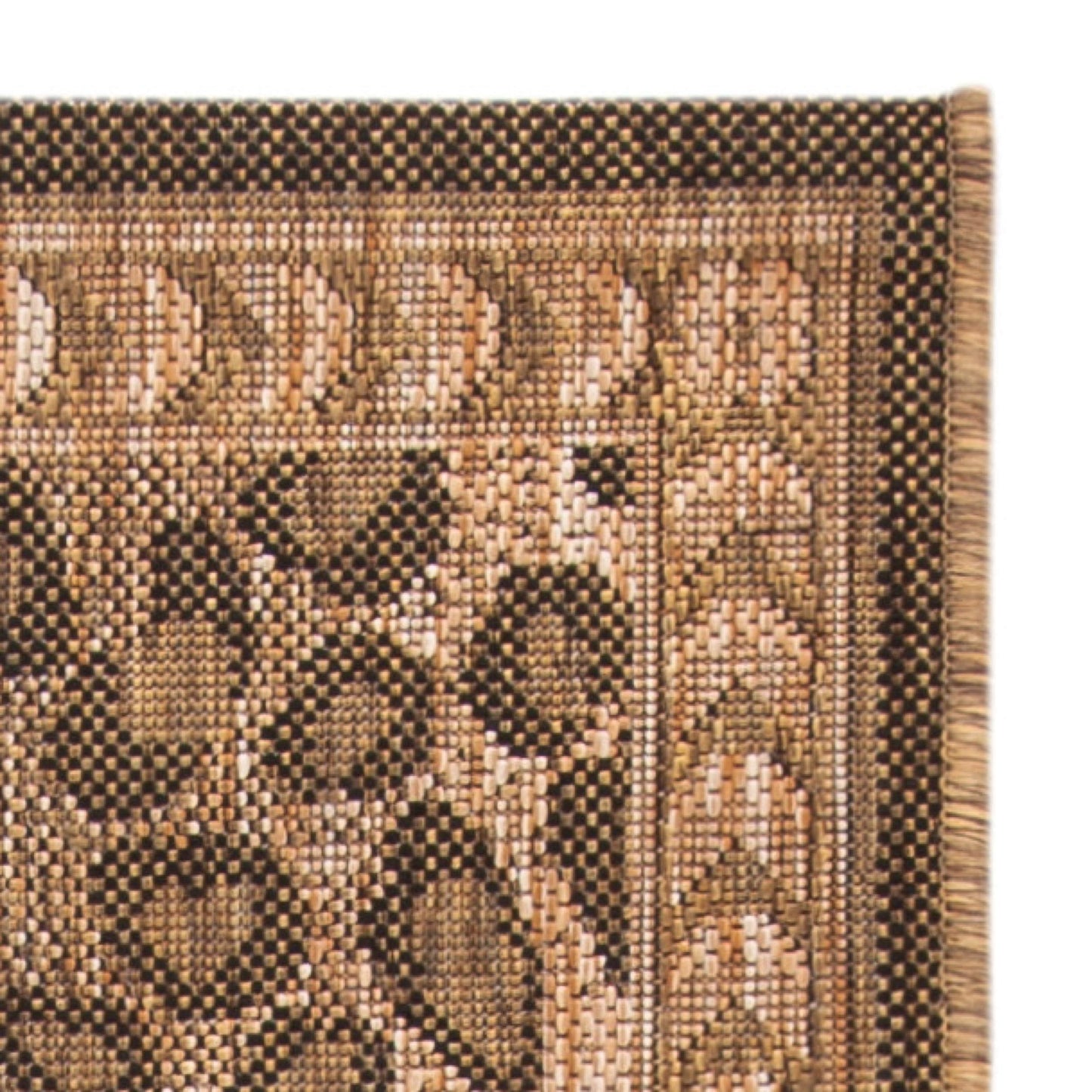 SAFAVIEH Washable Rug Outdoor Courtyard Collection - 5'3" x 7'7", Natural & Gold, Non-Shedding & Easy Cleaning, Ideal for Patio, Backyard, Mudroom (CY6100-39)