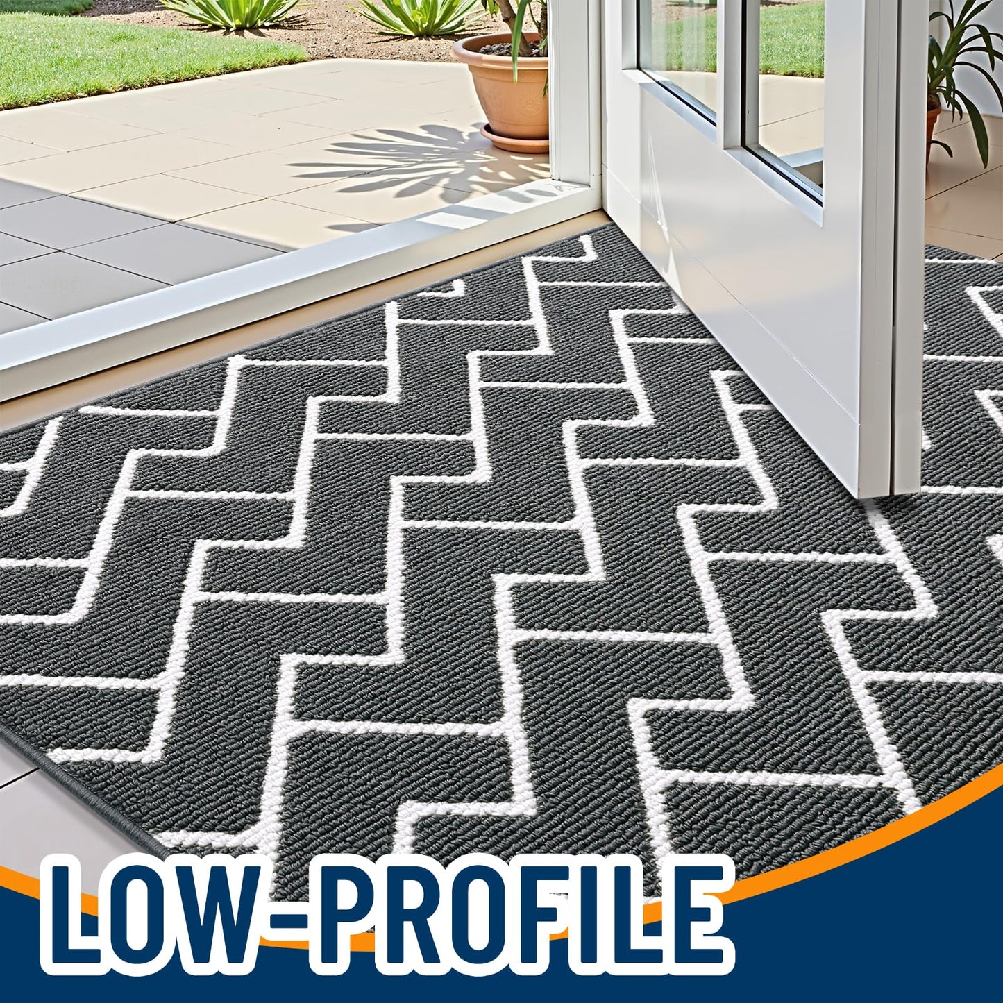 OLANLY Front Door Mat, Non-Slip Rubber Backing, Dirt Resistant and Absorbent, Washable, Easy to Clean Low-Profile Indoor Doormat for Back Door, Entryway, Inside Entrance, 48x32, Charcoal