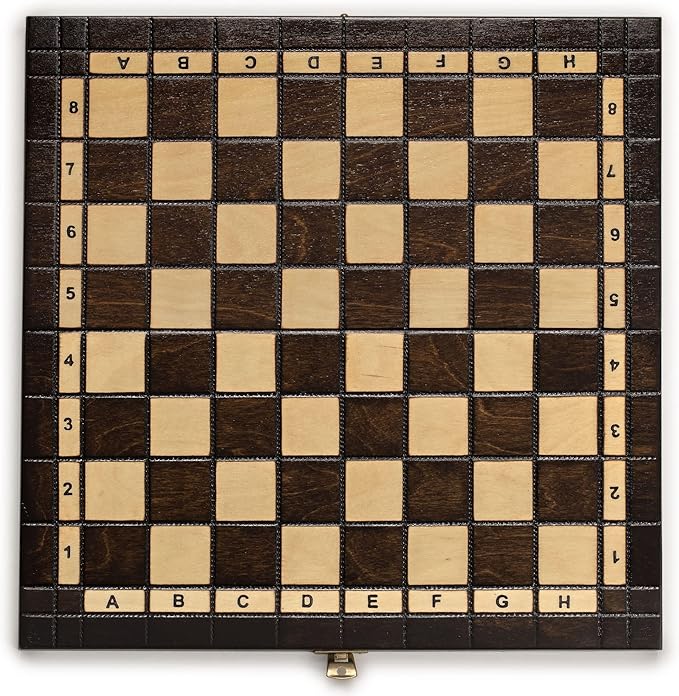 Husaria European International Chess Wooden Game Set King's Continental - 13.8 Inches Medium Size Chess Set with Handcrafted Chessmen and Felted Folding Board