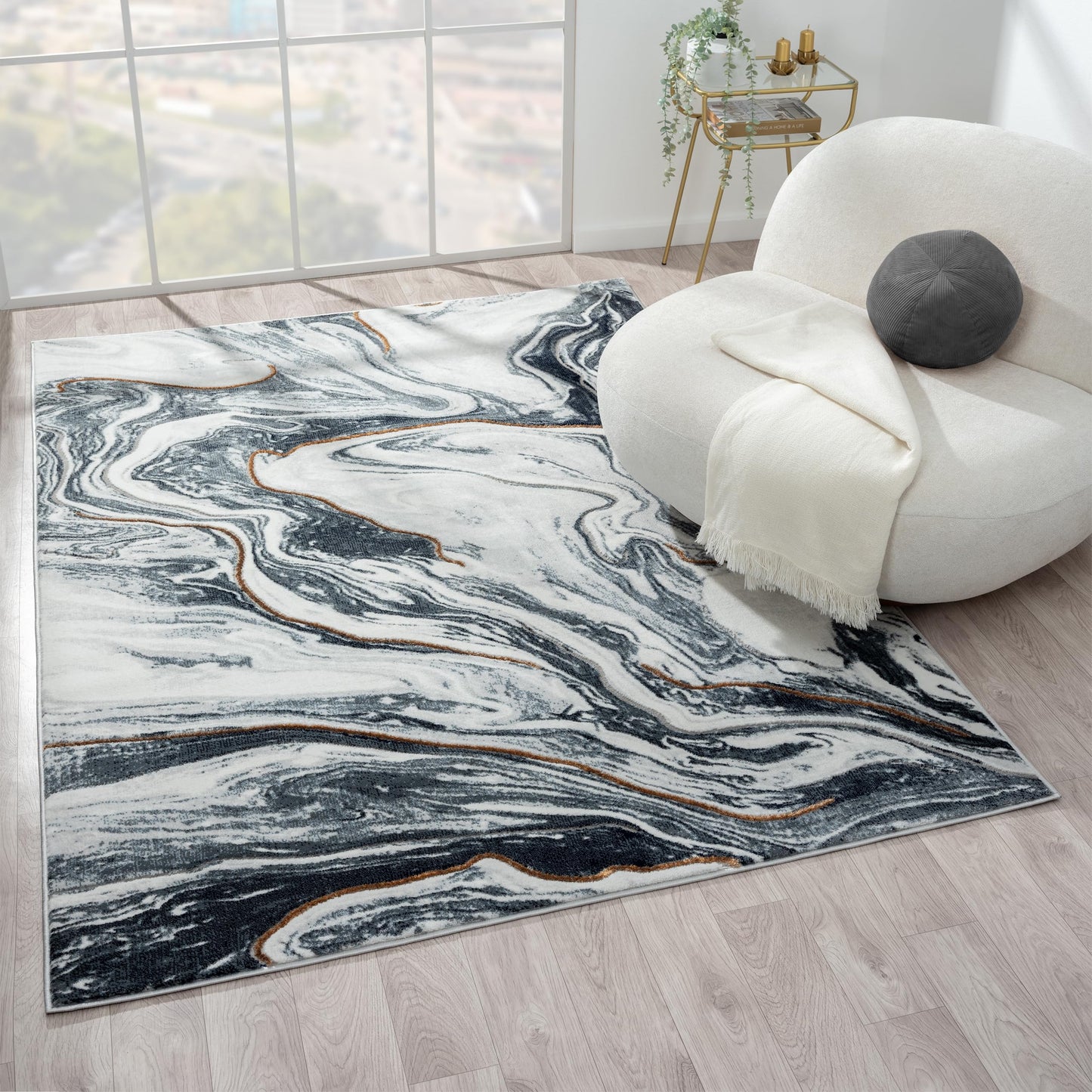 LUXE WEAVERS Marble Abstract Pattern Blue 6x9 Area Rug