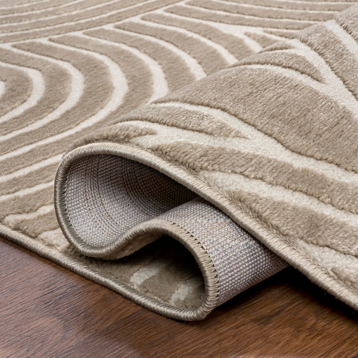 JONATHAN Y Art Deco Striped Arches Indoor Area Rug 3X5 Beige/Cream, Ariana MidCentury High-Low Two-Tone for Living Room, Bedroom, Kitchen, Easy-Cleaning, Pet-Friendly, Non-Shedding SND100A-3