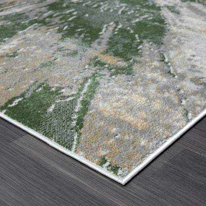 Abani Atlas 4'x6' Green/Grey Area Rug, Abstract Splash - Durable Non-Shedding - Easy to Clean