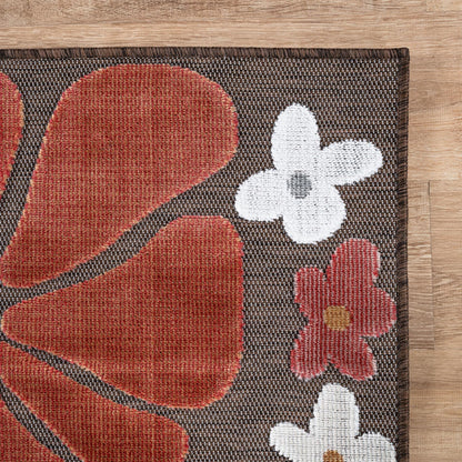 Beverly Rug Outdoor Rug 8x10 Modern Floral Tropical Area Rugs for Outdoor and Indoor Patio Easy to Clean Non Shedding Living Room Porch Garden Washable Outside Carpet (8 x 10 Terracotta)