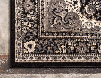 Unique Loom Reza Collection Traditional Persian Style Area Rug, Rectangular 5' 0" x 8' 0", Black/Beige