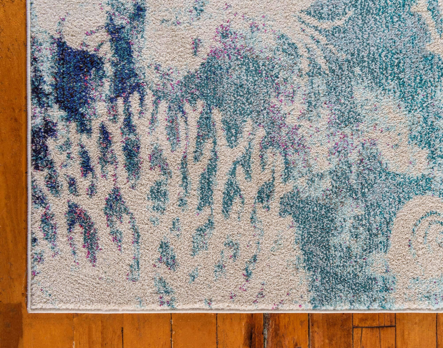 Unique Loom Positano Collection Coastal Modern Coral Lobster Shells Light Blue Area Rug (5' x 8')