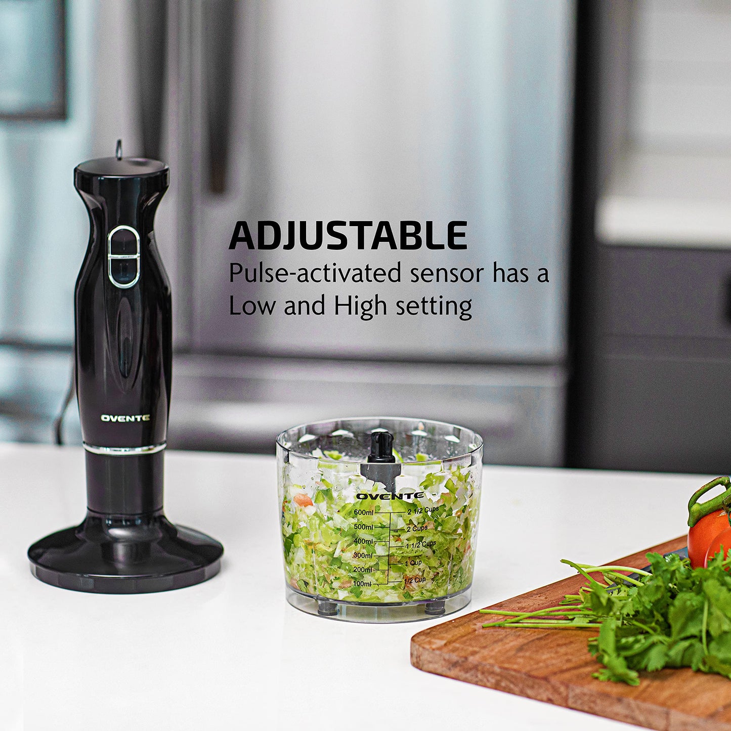 OVENTE Immersion Hand Blender, 300W Electric Handheld Portable Stick Mixer with 2 Mixing Speed and Stainless Steel Blades for Effortless Blending Smoothies, Shakes, Puree or Baby Food, Red HS560R
