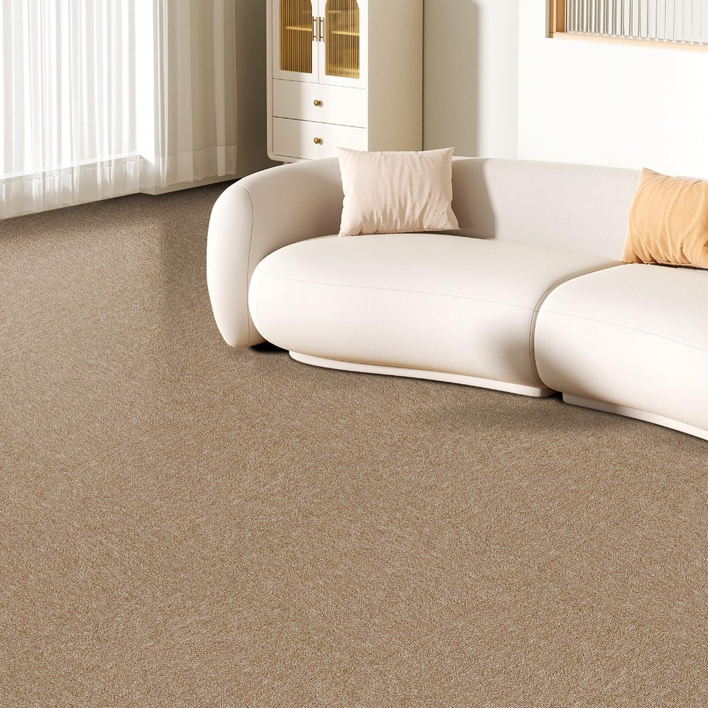 16-Pack 20"x20" Carpet Tiles, Non-Adhesive Soft Padded Floor Squares with Seamless Look for Home, Office, Indoor & Outdoor Use (43 Sq Ft) (J1)