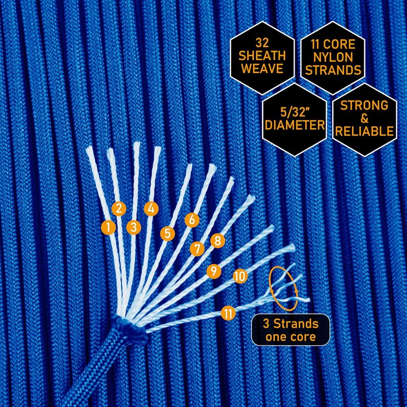 HERCULES 750lb Paracord - 4mm Tactical Parachute Cord for Camping & Survival | Neon Yellow, 250FT