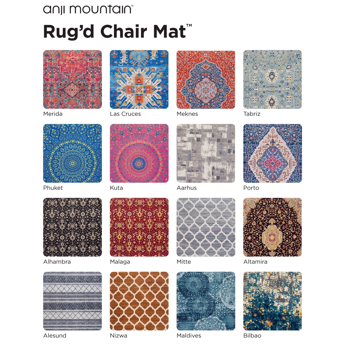 Anji Mountain Rug'd Office Chair Mat for Carpet & Hardwood Floor - Jacquard Woven, Anti-Slip Backing, Low Pile, Floor Protector Desk Chair Mat, Office Rugs for Rolling Chairs (Alhambra - 36" x 48")