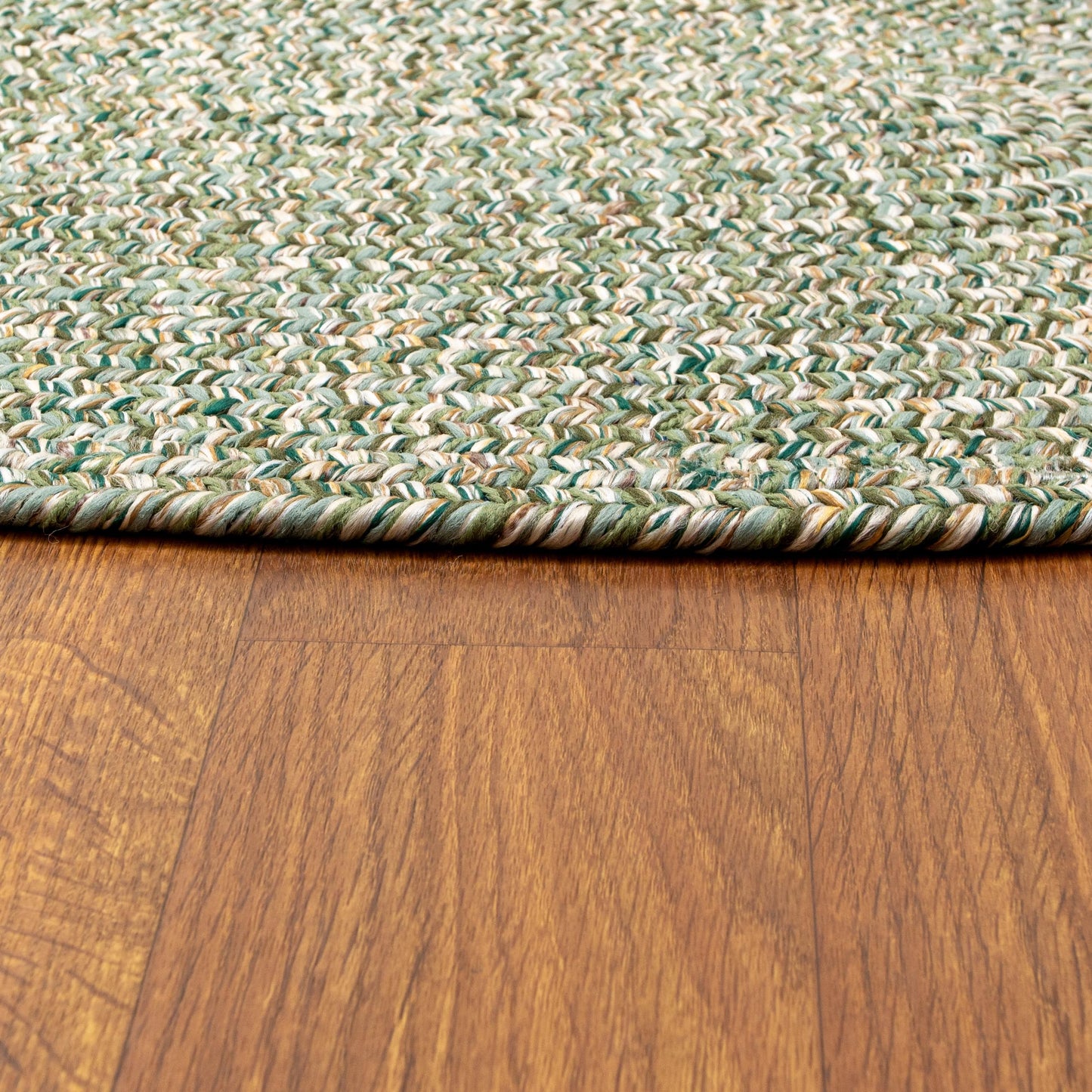 Super Area Rugs Rustic Farmhouse Living Indoor/Outdoor Reversible Braided Rug - Made in USA - Green Mix 2' X 3' Oval