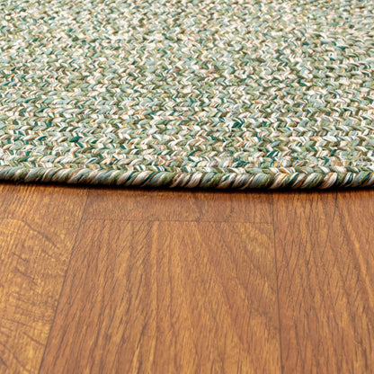 Super Area Rugs Rustic Farmhouse Living Indoor/Outdoor Reversible Braided Rug - Made in USA - Green Mix 2' X 3' Oval