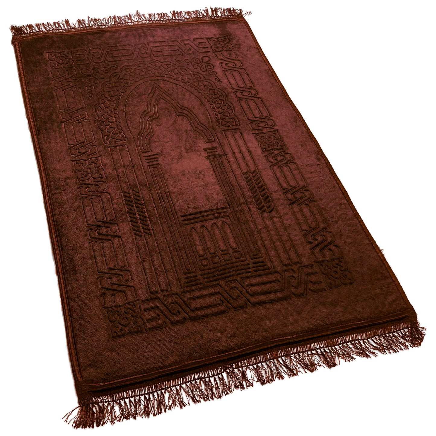Empire Home Islamic Prayer Rug Oversized Soft Thick Plush Musalla Mat - for Men Women Childred - سجادة صلاة (Rust)