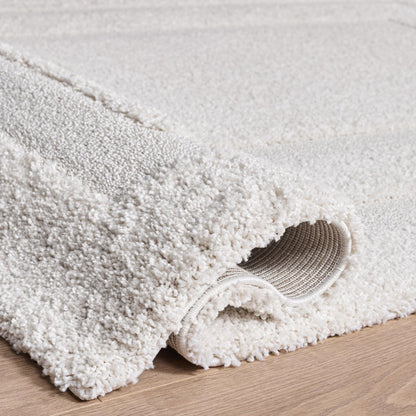 SAFAVIEH Florida Shag Collection Area Rug - 9'6" x 13', Creme & Creme, Border Design, Non-Shedding & Easy Care, 1.2-inch Thick Ideal for High Traffic Areas in Living Room, Bedroom (SG454-1111)
