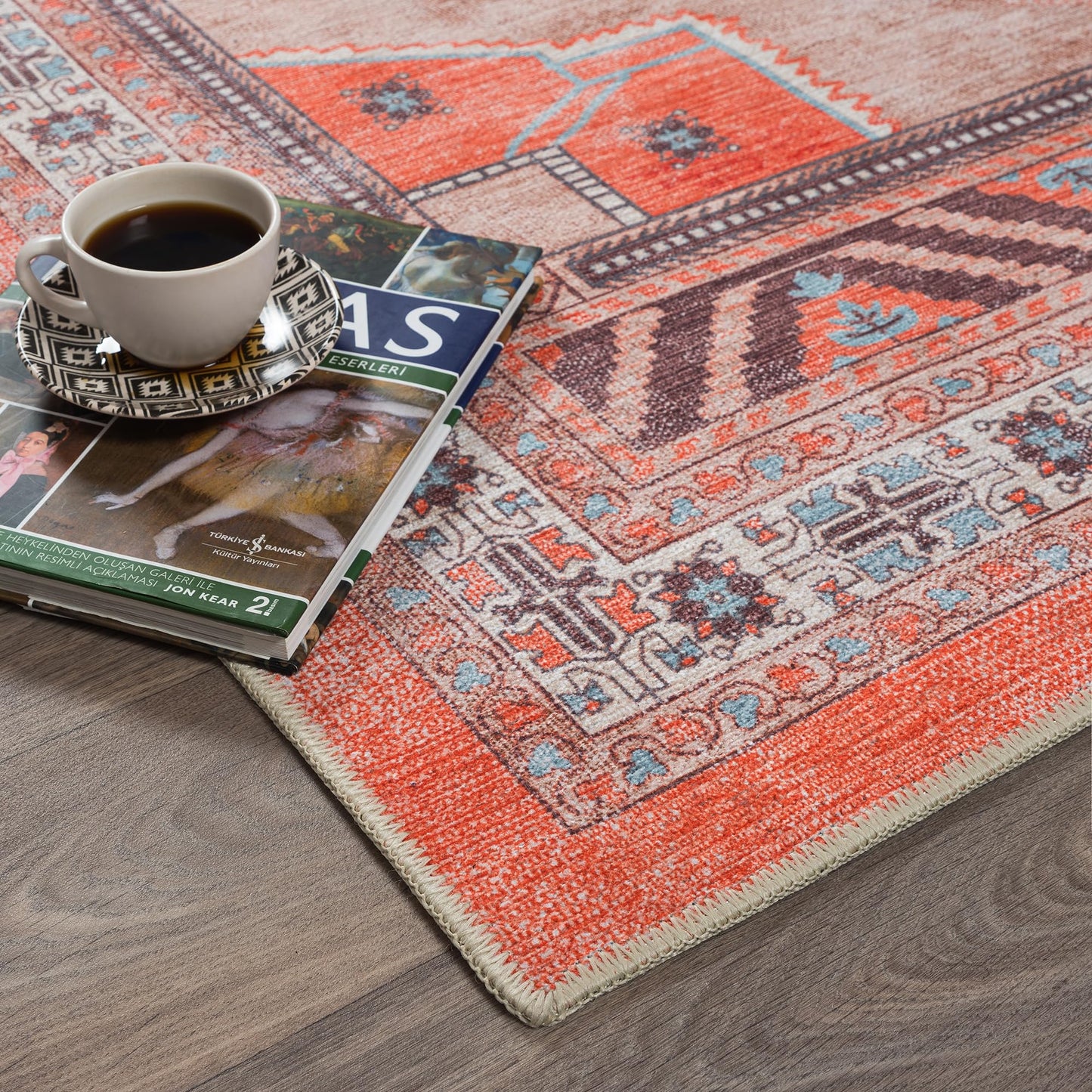 Fame Rugs Turkish Rug. Washable Vintage Oriental Antique Inspired Traditional Doormat Small Modern Area Rugs Luxury Entryway Entry Bedroom Bathroom Kitchen (380TT, 2'5 x 6'9)