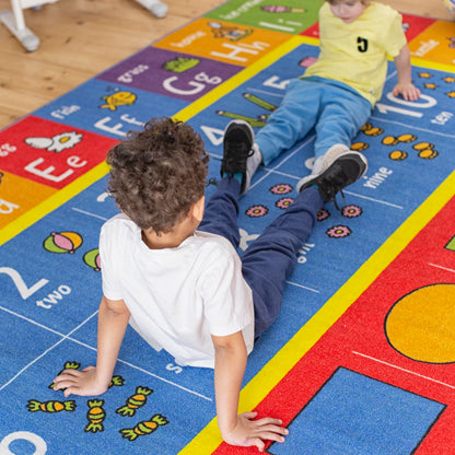 KC Cubs: Educational Rug: ABC Alphabet, Numbers & Shapes - 3x5' Playmat - Interactive Play, Activity Area Carpet, Bedroom-Classroom, Baby-Toddler-Kids