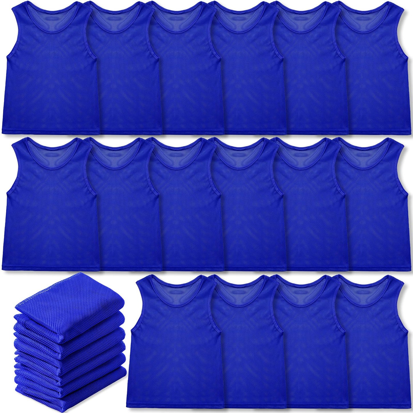 Sintege 24 Pcs Youth Pinnies Kids Penny Jersey Scrimmage Vest Basketball Practice Jersey Soccer Vests for Youth Kids(Blue)