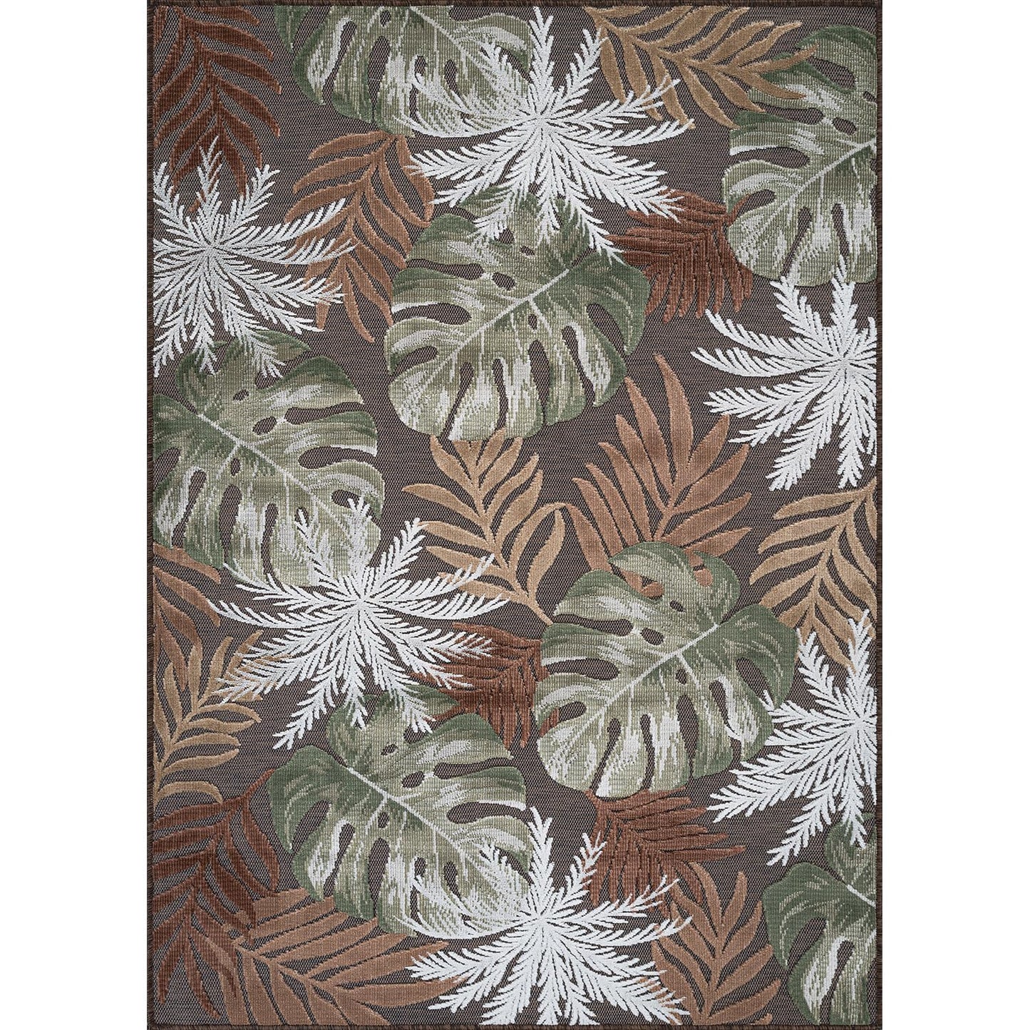 Luul Home Floral Indoor Outdoor Rugs 5x7 Large Area Rug for Living Room, Patio Decor, Kitchen, and Entryway Rug, Washable Stain Resistant Outside Carpet Brown 5 x 7