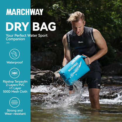 MARCHWAY Floating Waterproof Dry Bag Backpack 5L/10L/20L/30L/40L, Roll Top Sack Keeps Gear Dry for Kayaking, Rafting, Boating, Swimming, Camping, Hiking, Beach, Fishing (Teal, 10L)