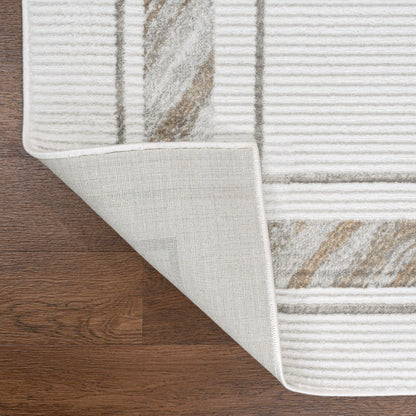 JONATHAN Y Marble Pattern High-Low Silver/Gold Runner Rug, 2x8, Athens Classic Border, Easy-Cleaning for Living Room, Bedroom, Kitchen, Pet Friendly, Non-Shedding (CAR102C-28)