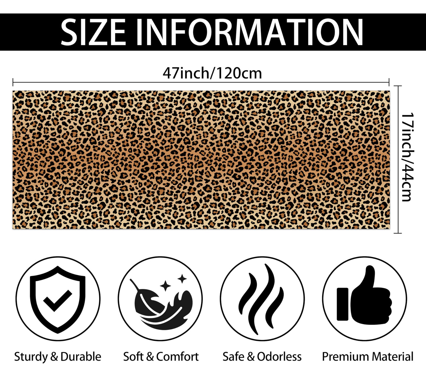 FNLNDO Leopard Bathroom Rugs 17"x 47" Long Bath Rugs Cheetah Print Bathroom Decor Non Slip Floor Mat Absorbent Quick Dry Bath Mats for Sink Shower Bathtub (17"x 47", Cheetah Print)