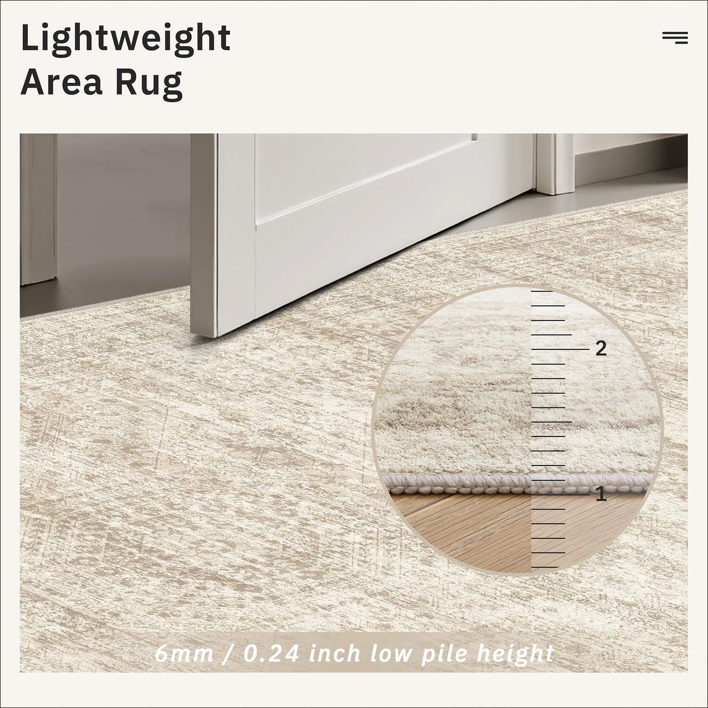 Soalmost 8x8 Beige Round Rug 8ft Living Room Circle Rug Vintage Round Area Rug Non Slip Indoor Carpet for Apartment