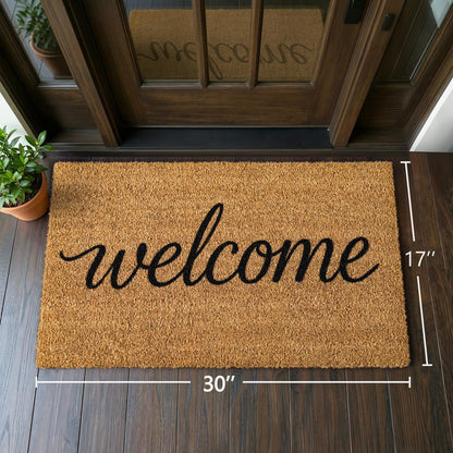 Kelarea Front Door Mat Natural Coco Coir Doormat with Heavy Duty Backing, 17" x 30" Welcome Entry Mats, Non-Slip Easy to Clean for Indoor Outdoor Entrance Porch