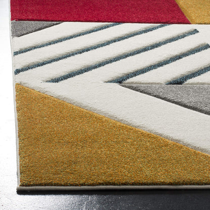 SAFAVIEH Hollywood Collection Area Rug - 9' x 12', Ivory & Peacock Blue, Mid-Century Modern Design, Non-Shedding & Easy Care, Ideal for High Traffic Areas in Living Room, Bedroom (HLW709B)