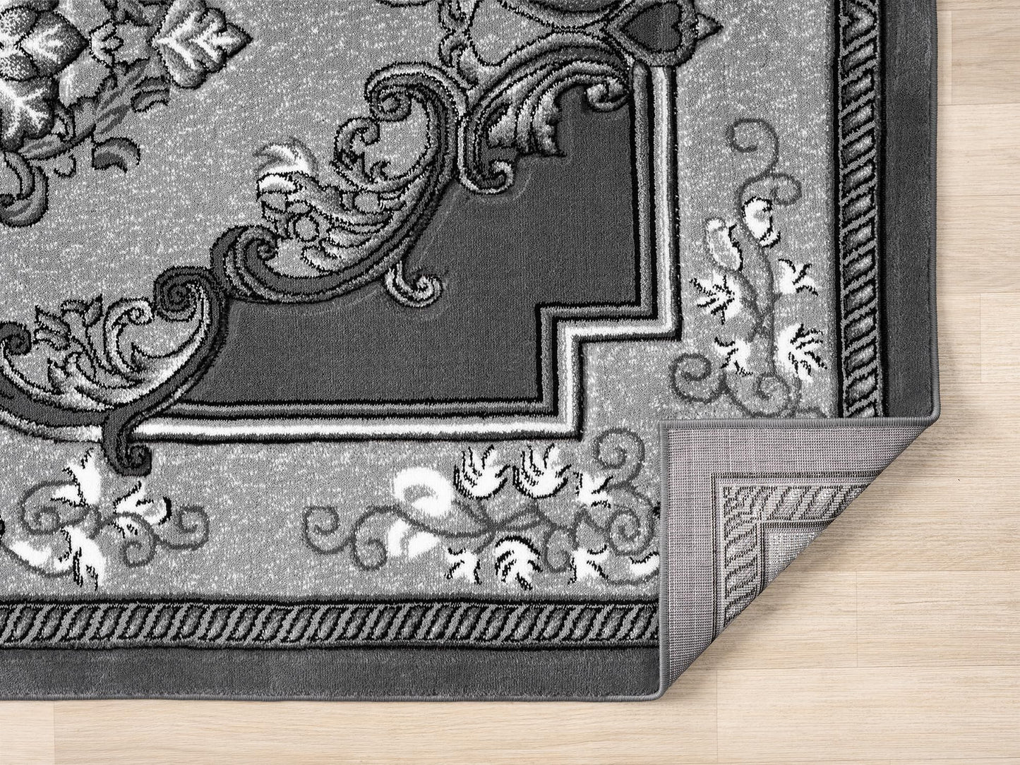 Modern Traditional Area Rug Hand Carved Oriental Floral Bohemian Vibrant Colors Carpet for Living Room Bedroom Design 9206 (Grey, 5' x 7')