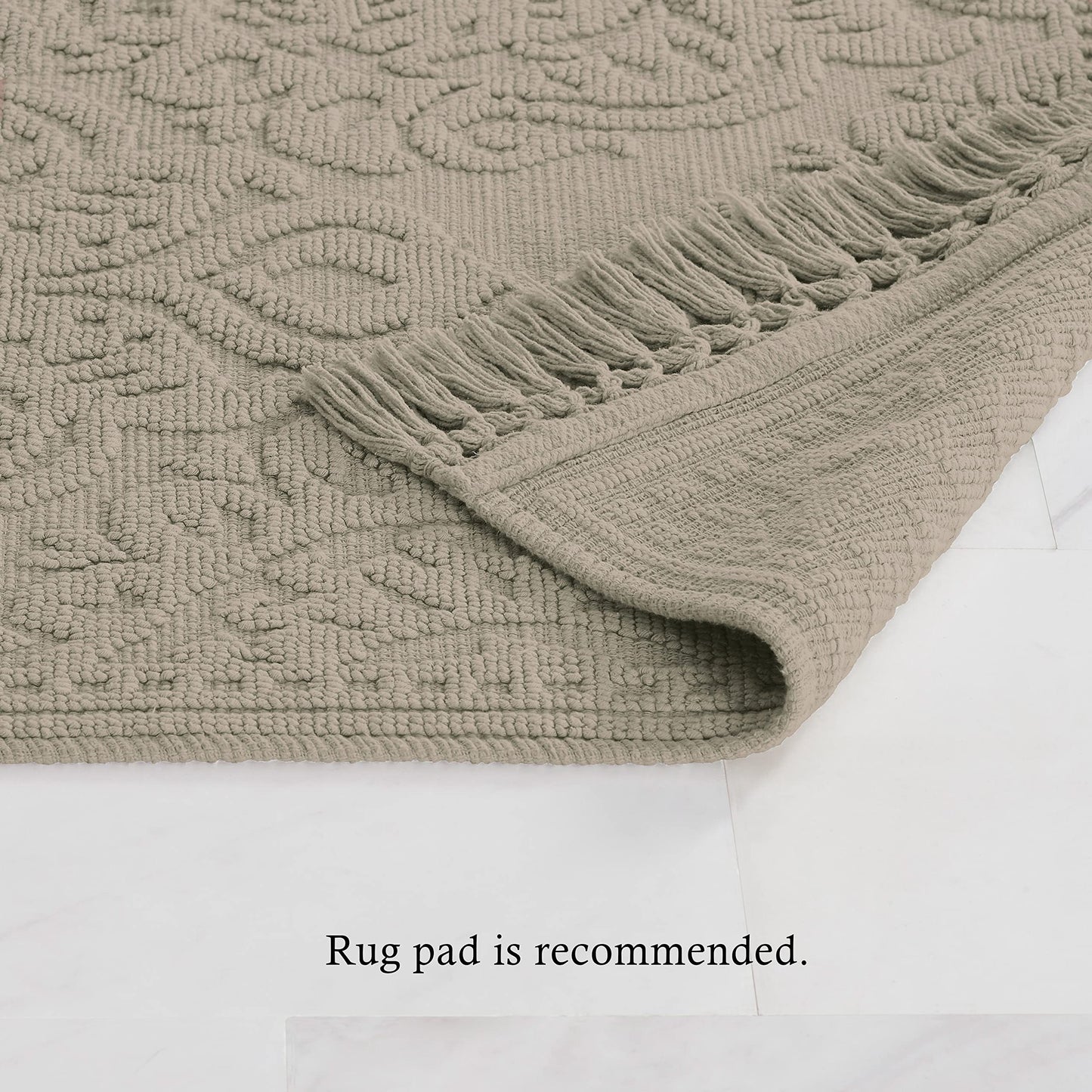 Jean Pierre - Ricardo Bath Mat, Woven Fringe Bathroom Rugs, 100% Cotton, Premium Bathroom Decor - Measures 21" x 41" - Linen