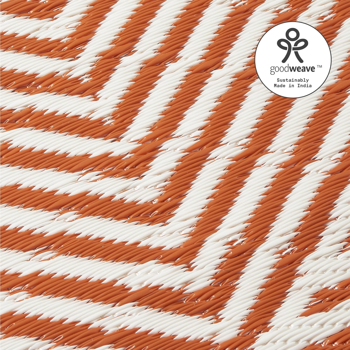 Fab Habitat Outdoor Rug - Waterproof, Fade Resistant, Crease-Free - Premium Recycled Plastic - Modern Geometric - Patio, Deck, Porch, Balcony, Laundry Room - Tokyo - Burnt Orange - 4 x 6 ft
