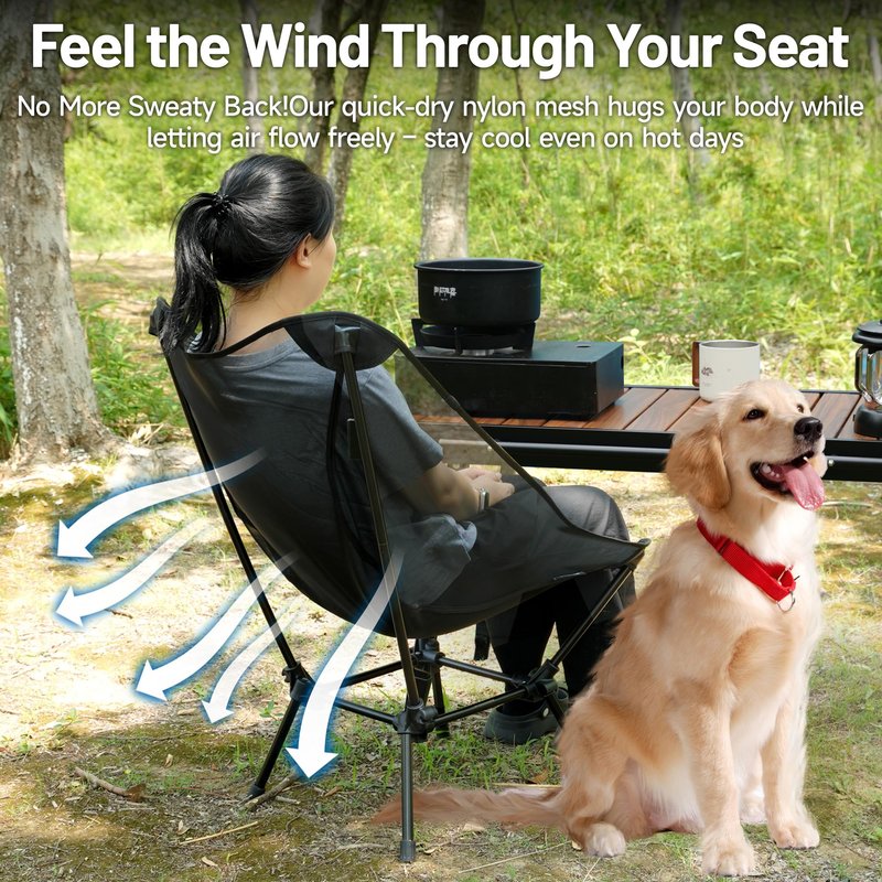 喜马拉雅 Himalaya Ultralight Beach Chair, 2 Heights Lightweight Camping Chair, Folding Mesh Backpacking Chairs, Portable Compact Camp Chairs for Hiking Picnic Lawn Festival Outdoor